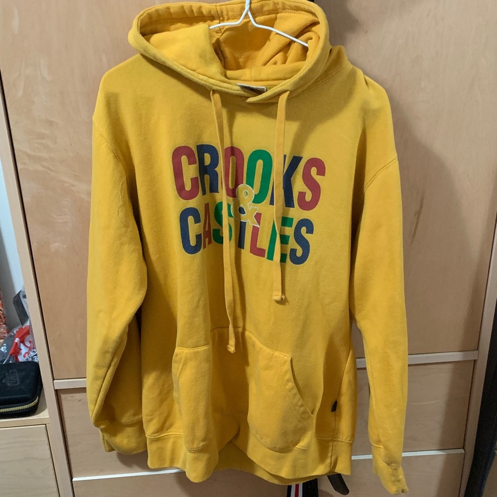 Crooks & Castles Yellow Hoodie with Multicolor Logo